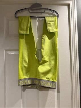 Gymshark Neon Yellow Leggings with Gray Logo Waistband